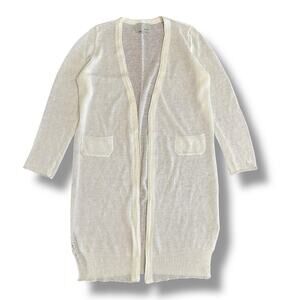 Berti Italian Longline Open Knit Cardigan Small Quiet Luxury Layering Minimalist